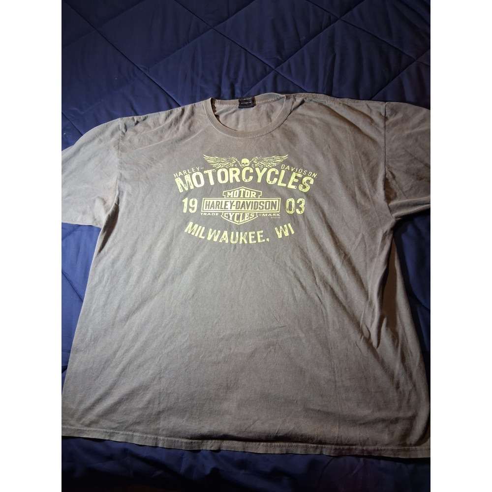 Harley Davidson Milwaukee Chicago Graphic T-Shirt Mens 2XL Gray Short Sleeve